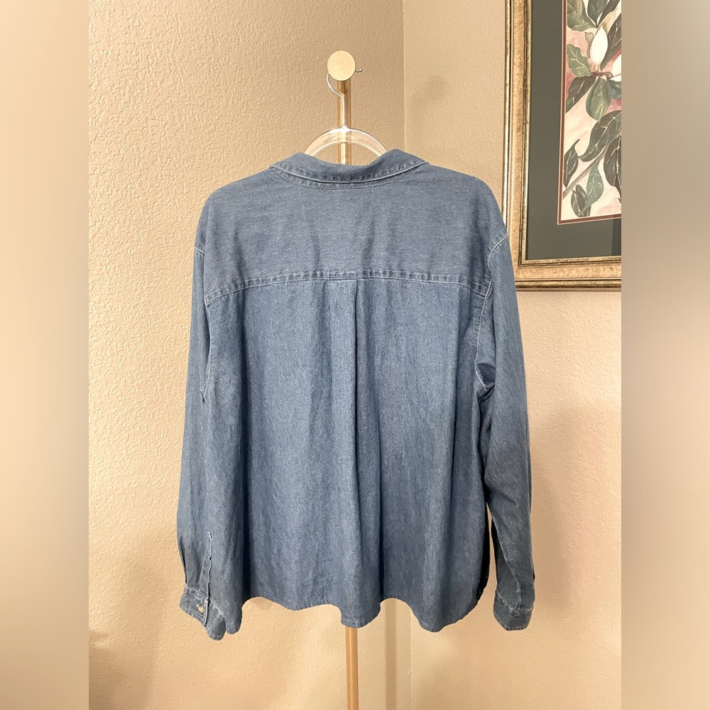 Vintage Basic Editions Chambray Button Down Shirt… - image 4